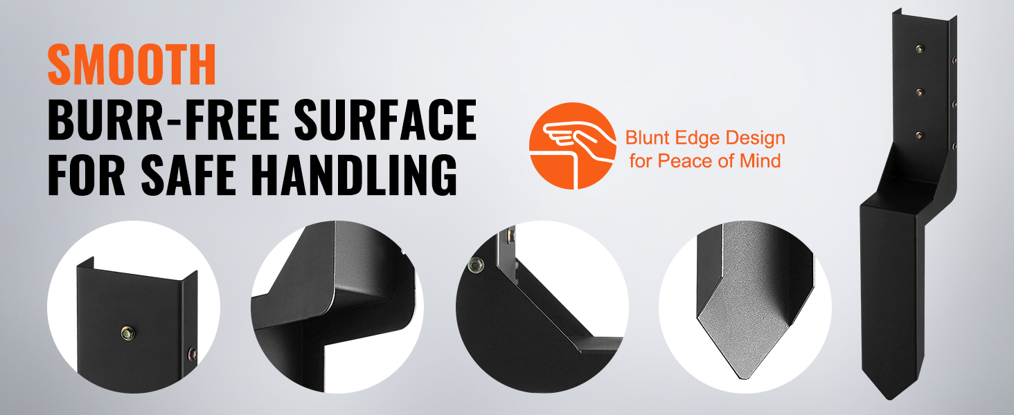smooth burr-free VEVOR fence post anchor kit with blunt edge design for safe handling.