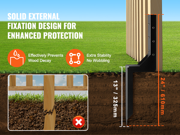 VEVOR fence post anchor kit provides solid external fixation, preventing wood decay and ensuring stability.
