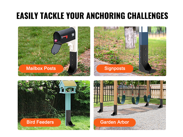 easily anchor mailbox posts, signposts, bird feeders, and garden arbor with VEVOR fence post anchor kit.
