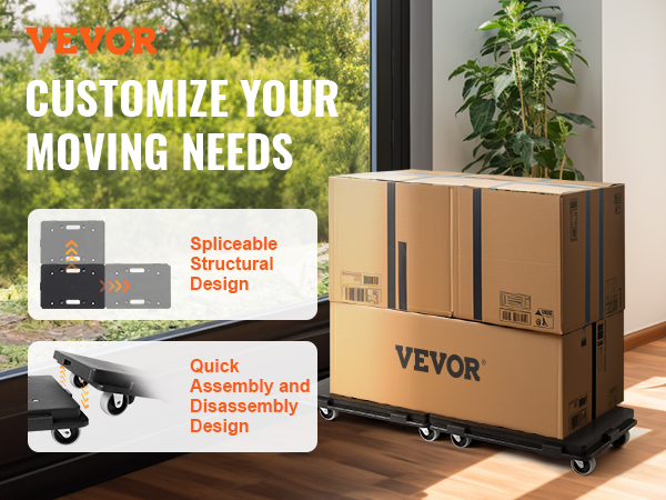 VEVOR furniture dolly for customized moving needs, featuring splicable design and quick assembly.