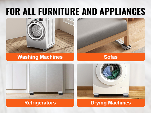 appliance rollers for washing machines, sofas, refrigerators, and drying machines on wooden floors.