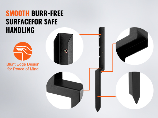 VEVOR fence post anchor repair kit with smooth, burr-free surface and blunt edge design for safe handling.