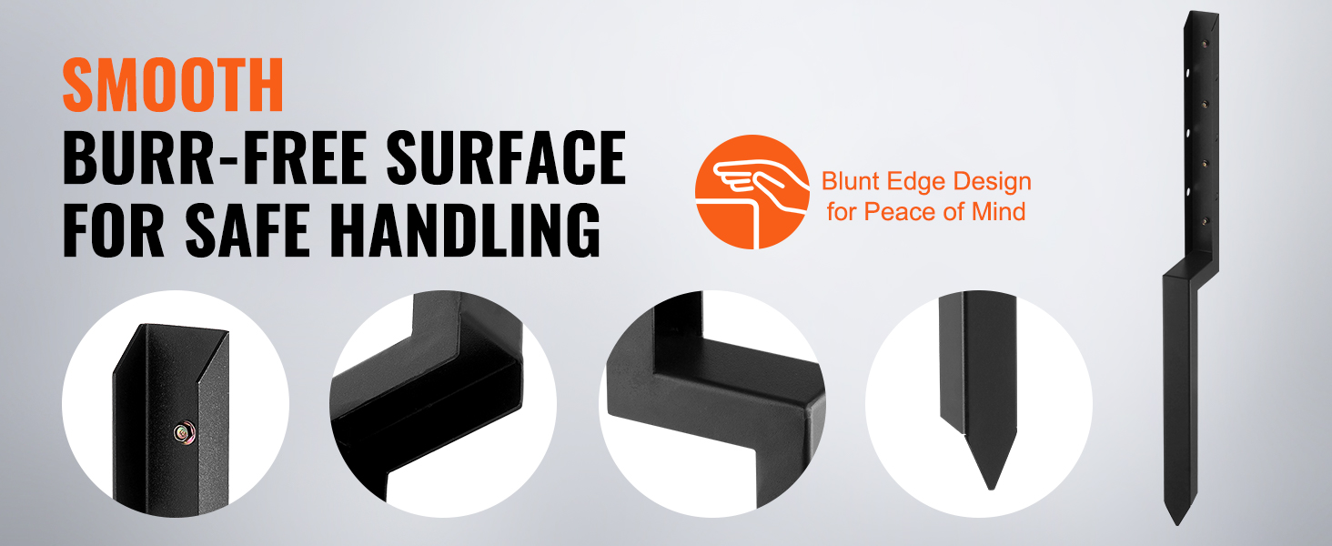 VEVOR fence post anchor repair kit with smooth, burr-free surface and blunt edge design for safe handling.