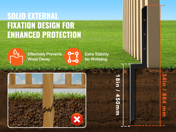 solid external fixation design for the VEVOR fence post anchor repair kit providing stability and protection.