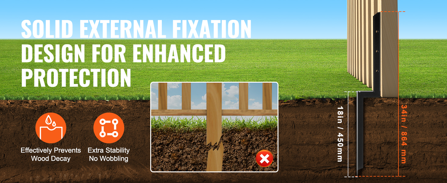 solid external fixation design for the VEVOR fence post anchor repair kit providing stability and protection.