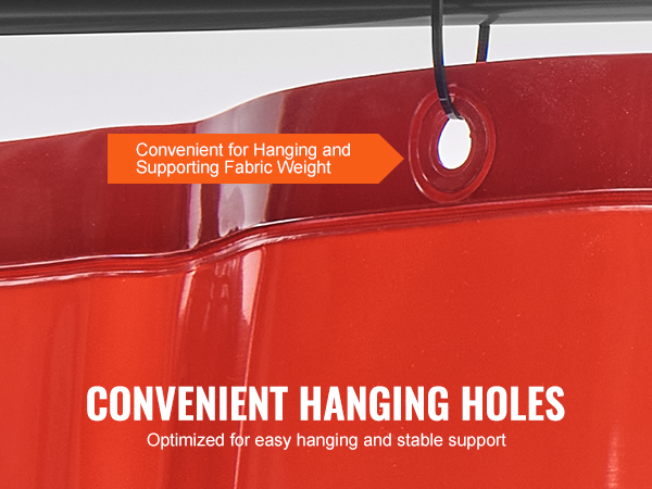 VEVOR welding curtain with hanging holes for easy installation and stable support in industrial settings.