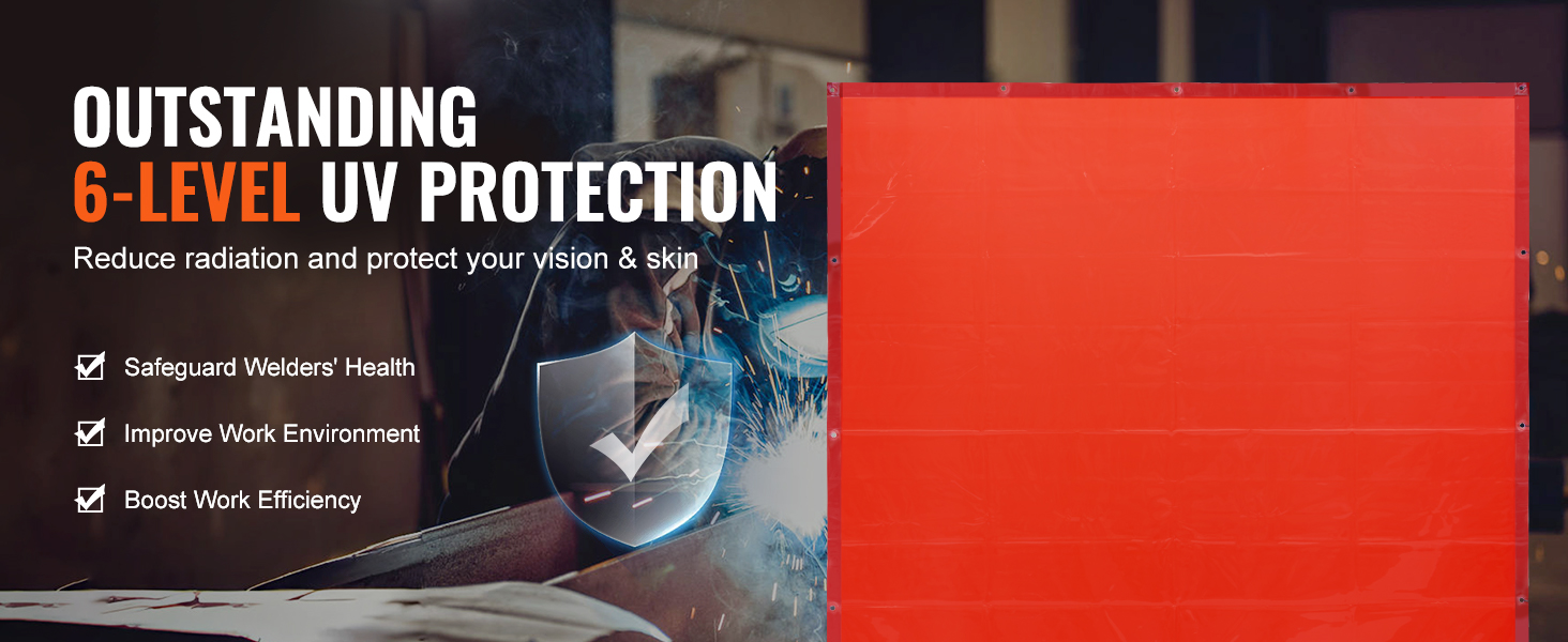 outstanding 6-level uv protection VEVOR welding curtain, enhancing safety and efficiency for welders.