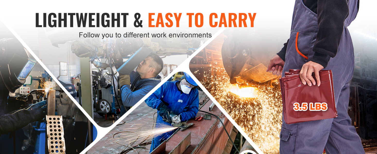 lightweight & easy to carry VEVOR welding curtain in various work environments, weighing 3.5 lbs.