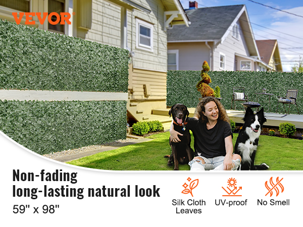 VEVOR ivy privacy fence enhances backyard privacy with a non-fading, uv-proof, natural look, and no smell.