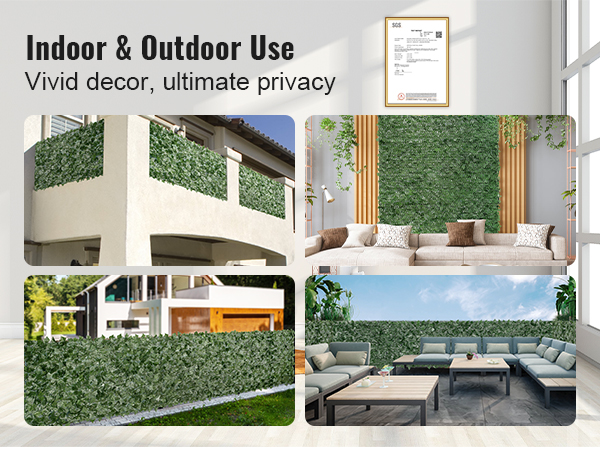 indoor & outdoor setups featuring VEVOR ivy privacy fence for vivid decor and ultimate privacy solutions.