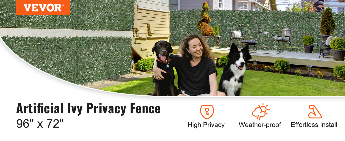 VEVOR ivy privacy fence, weather-proof and high privacy, with effortless install, 96" x 72".