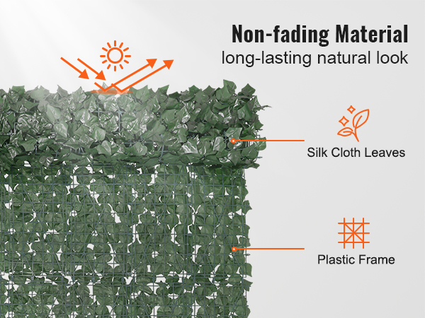 VEVOR ivy privacy fence with silk cloth leaves, plastic frame, and sun-resistant material for lasting use.