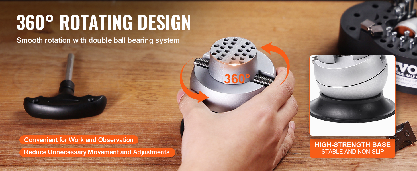 360° rotating VEVOR ball vise with double ball bearing system, high-strength base, convenient for work.