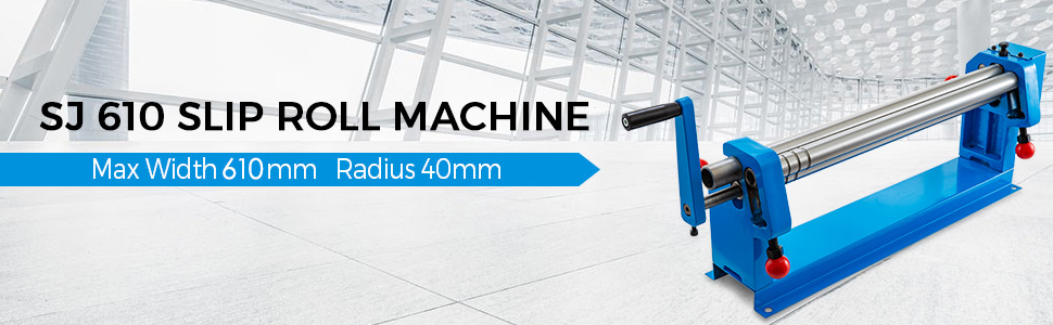 VEVOR slip roll machine with max width 610mm and radius 40mm in a modern setting
