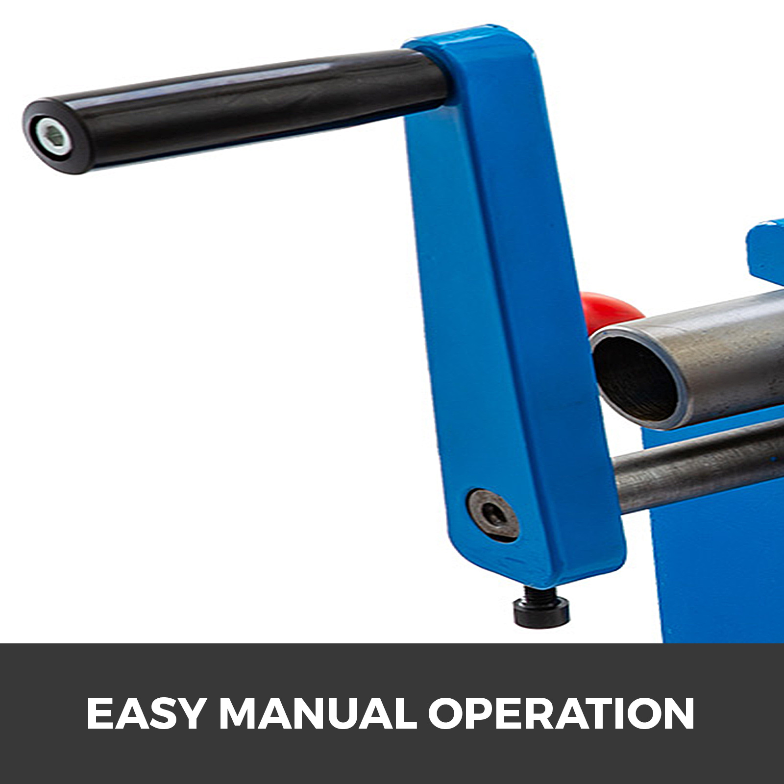 black handle on the VEVOR slip roll machine for easy manual operation.