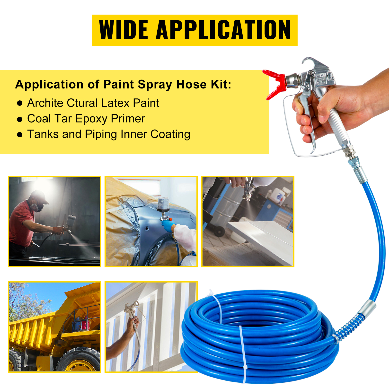 wide application of VEVOR airless paint sprayer hose for various coatings.