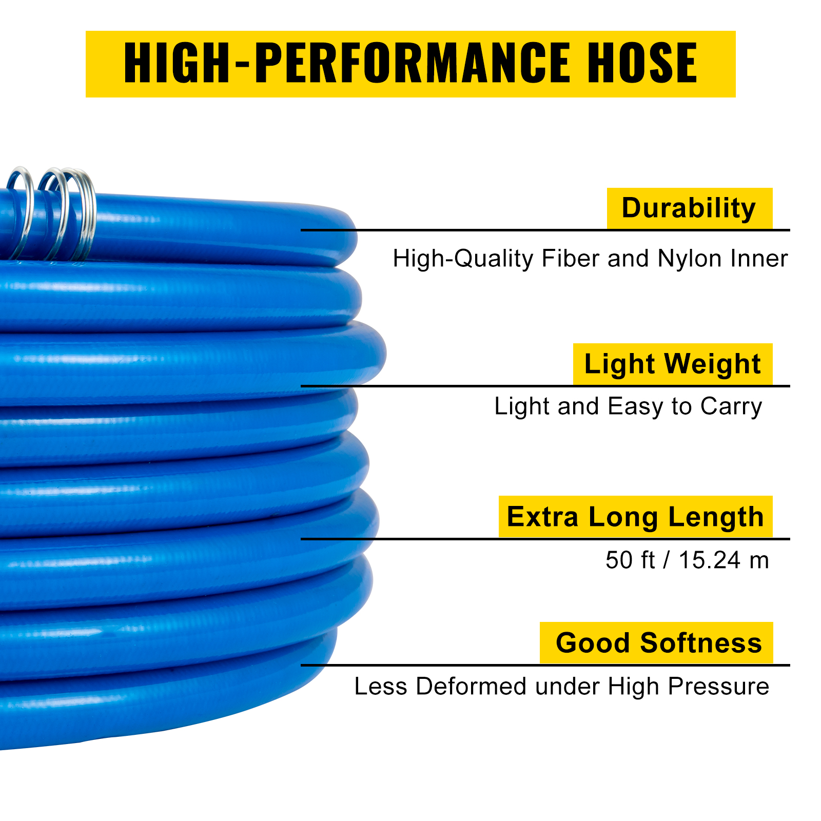 high-performance VEVOR airless paint sprayer hose with durability, lightweight, and good softness.