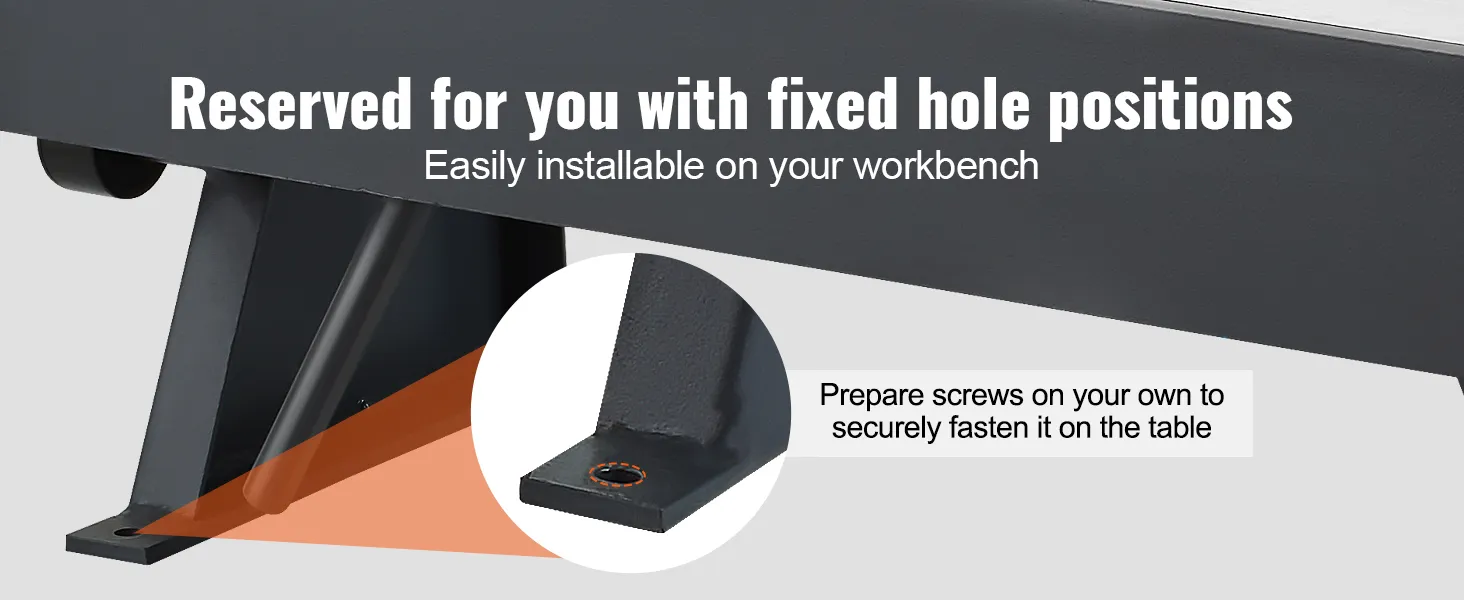 fixed hole positions for VEVOR sheet metal bending brake, easy installation on the workbench.