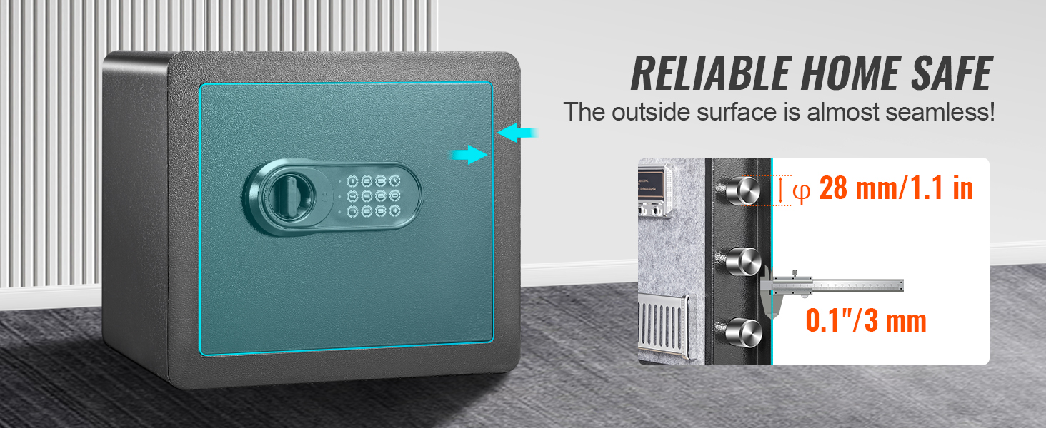 Домашний сейф VEVOR с бесшовной конструкцией, болтами 28 мм и стальной дверцей толщиной 3 мм.