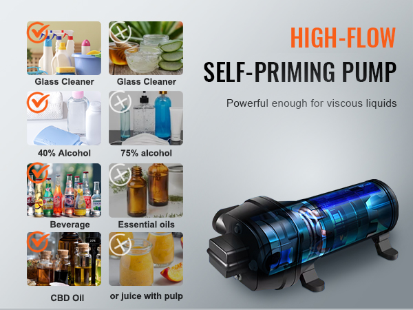 VEVOR liquid filling machine guide: suitable for glass cleaner, 40% alcohol, beverage, and cbd oil.