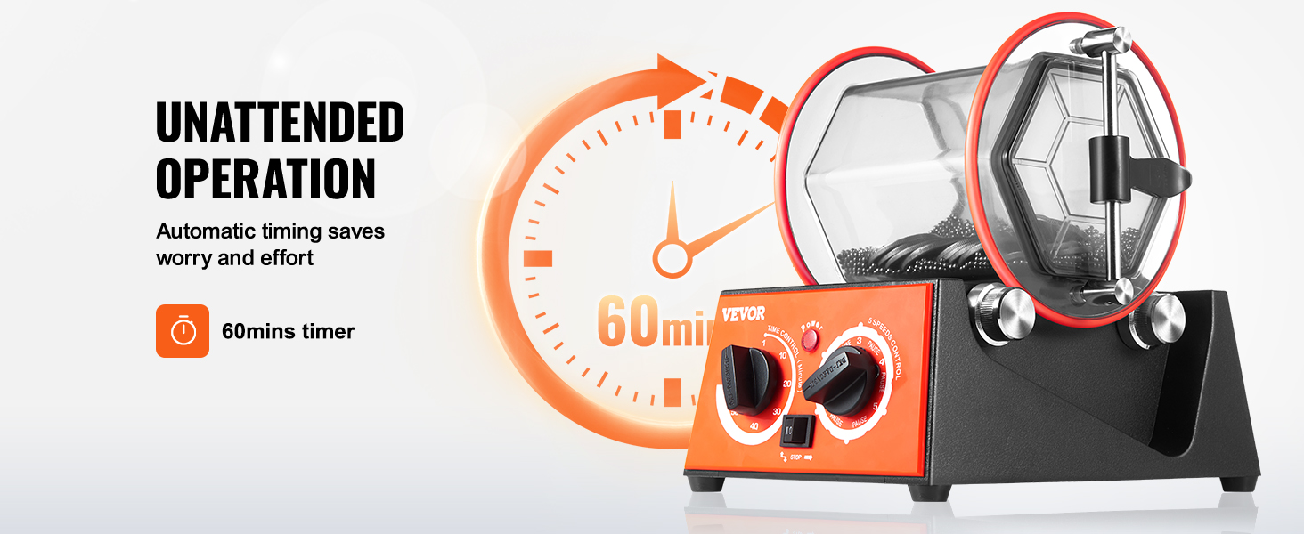 Стакан для полировки ювелирных изделий VEVOR с таймером на 60 минут и автоматическим управлением обеспечивает легкую полировку.