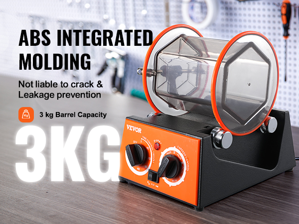 Стакан для полировки ювелирных изделий VEVOR с абс-формованием, емкостью 3 кг и двумя циферблатами управления в мастерской.