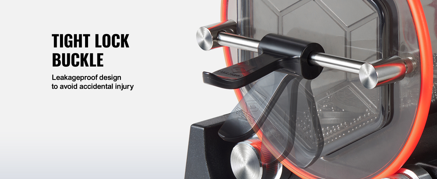 Tumbler для полировки ювелирных изделий VEVOR оснащен герметичной застежкой с защитой от протечек для обеспечения безопасности.