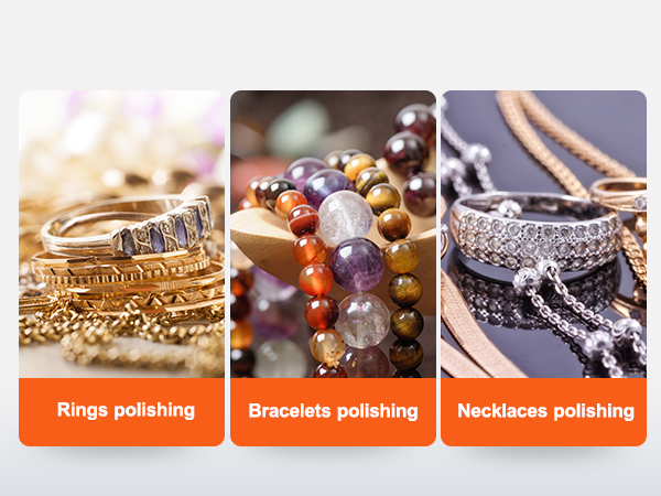 кольца, браслеты и ожерелья полируются с помощью неваляшки для полировки ювелирных изделий VEVOR.