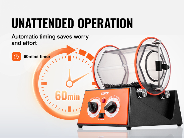 Полировщик ювелирных изделий VEVOR с 60-минутным таймером для автоматической работы и эффективной полировки.