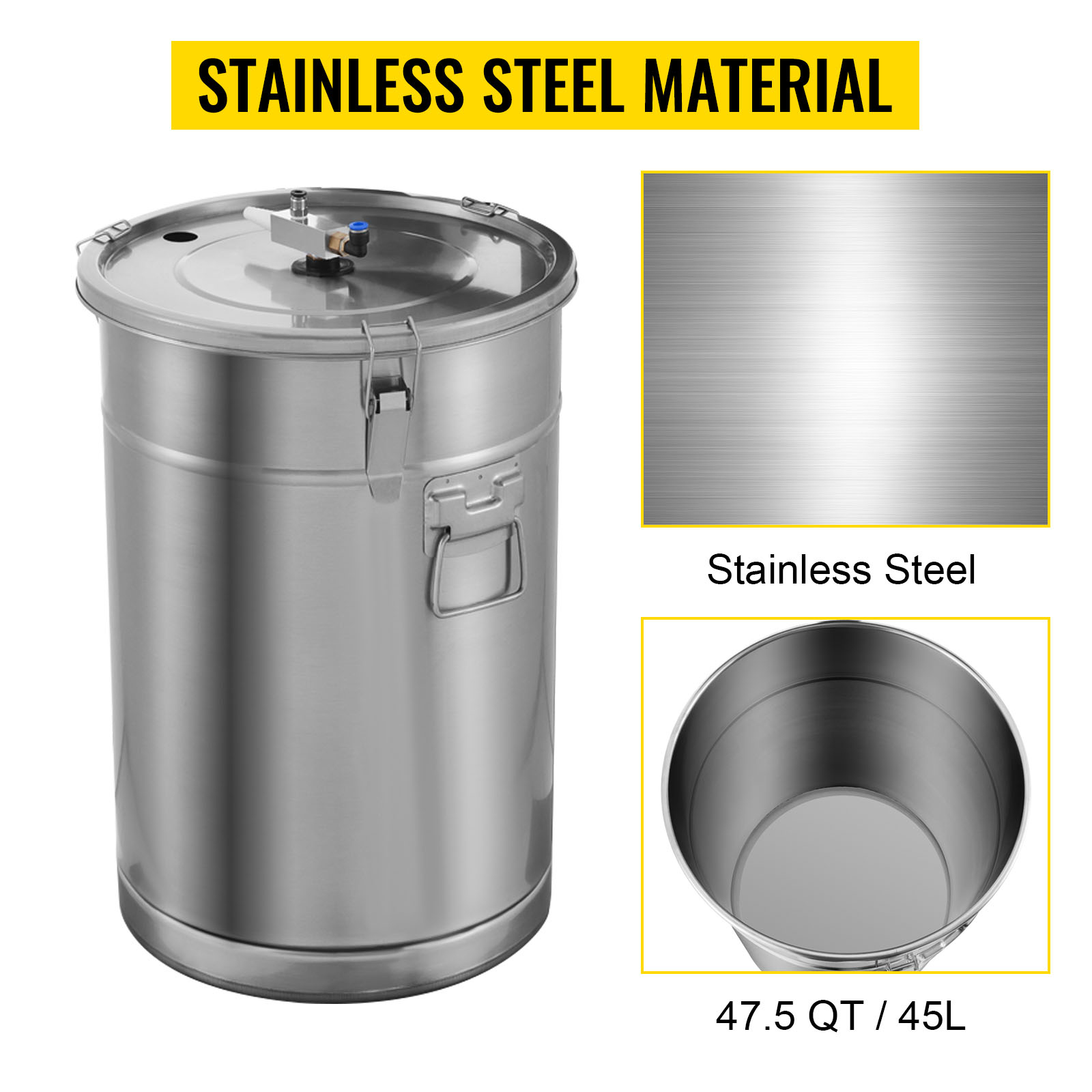 VEVOR powder coating machine with stainless steel 47.5 qt/45l container.