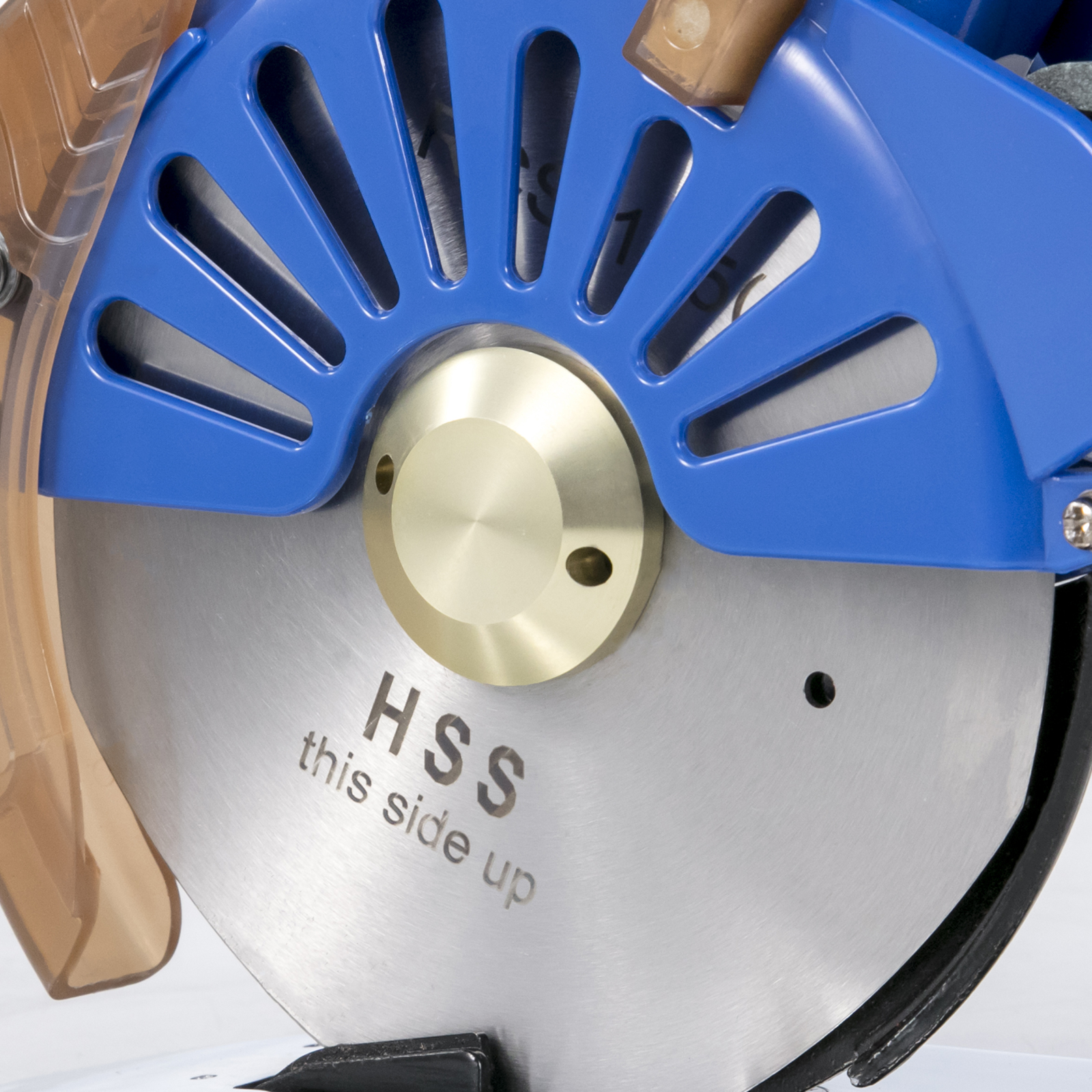 close-up of the VEVOR electric rotary fabric cutter blade.