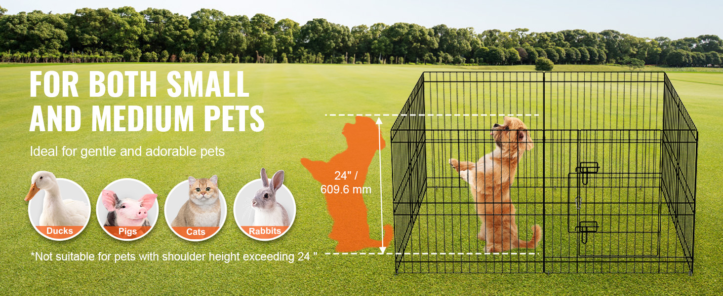 VEVOR dog playpen for small and medium pets, ideal for ducks, pigs, cats, and rabbits.