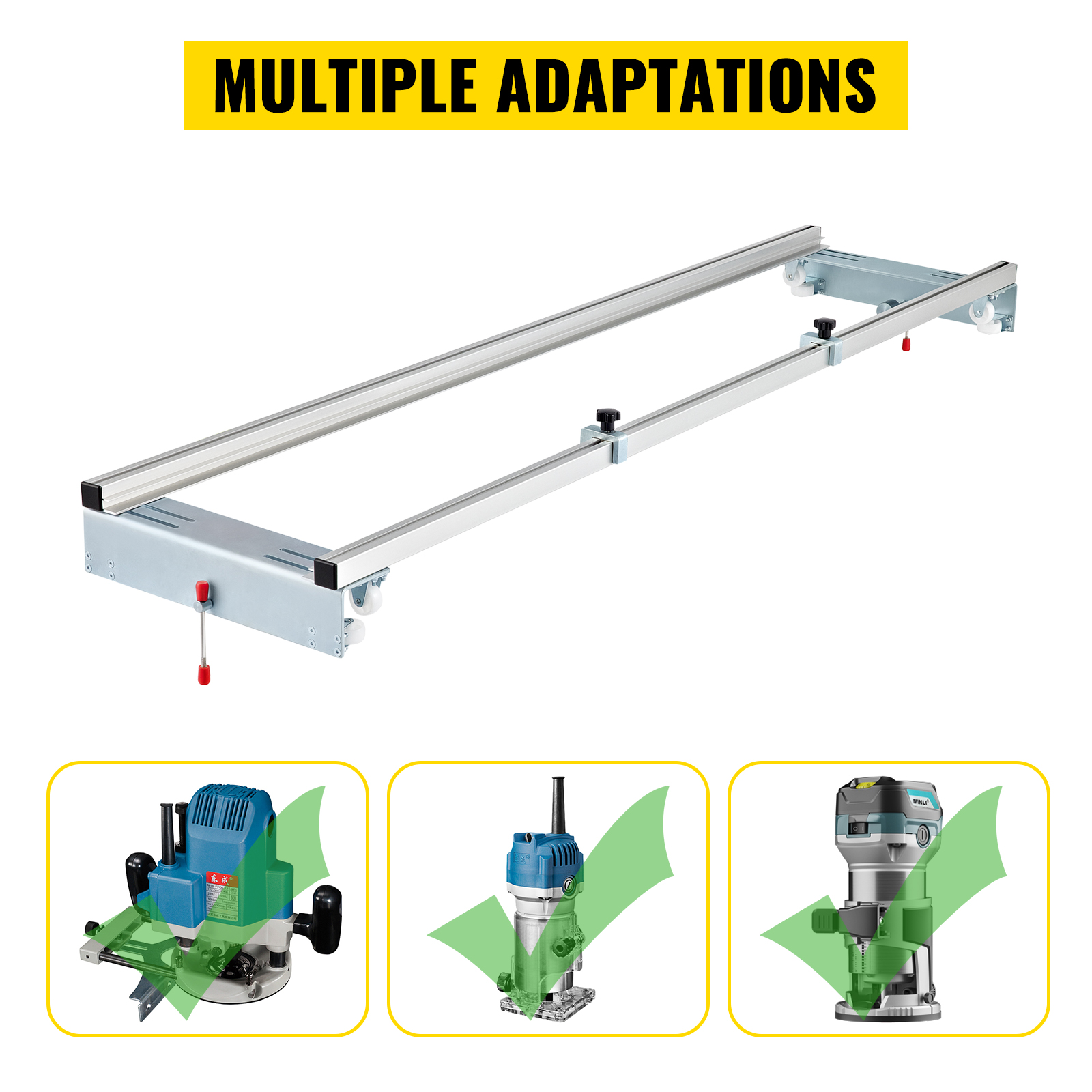 VEVOR router sled with multiple router adaptations.
