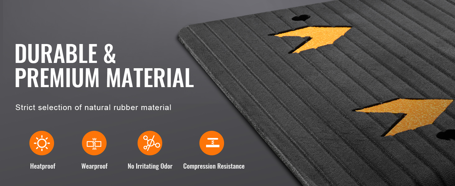 durable & premium VEVOR rubber threshold ramp with heatproof, wearproof, and compression resistance features.
