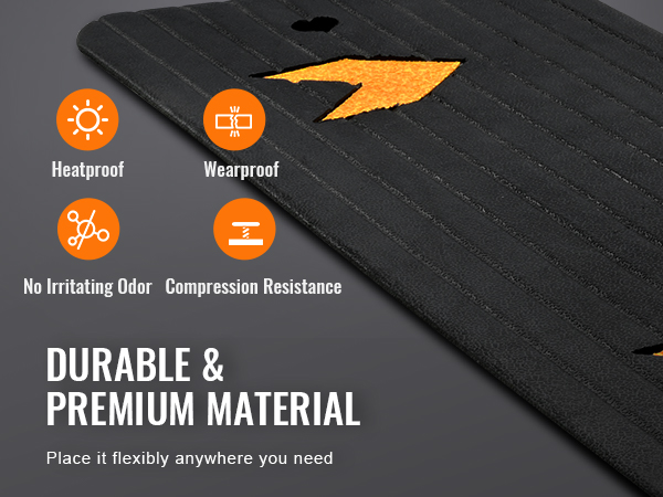 durable VEVOR rubber threshold ramp made with premium natural rubber, heatproof, and wearproof.