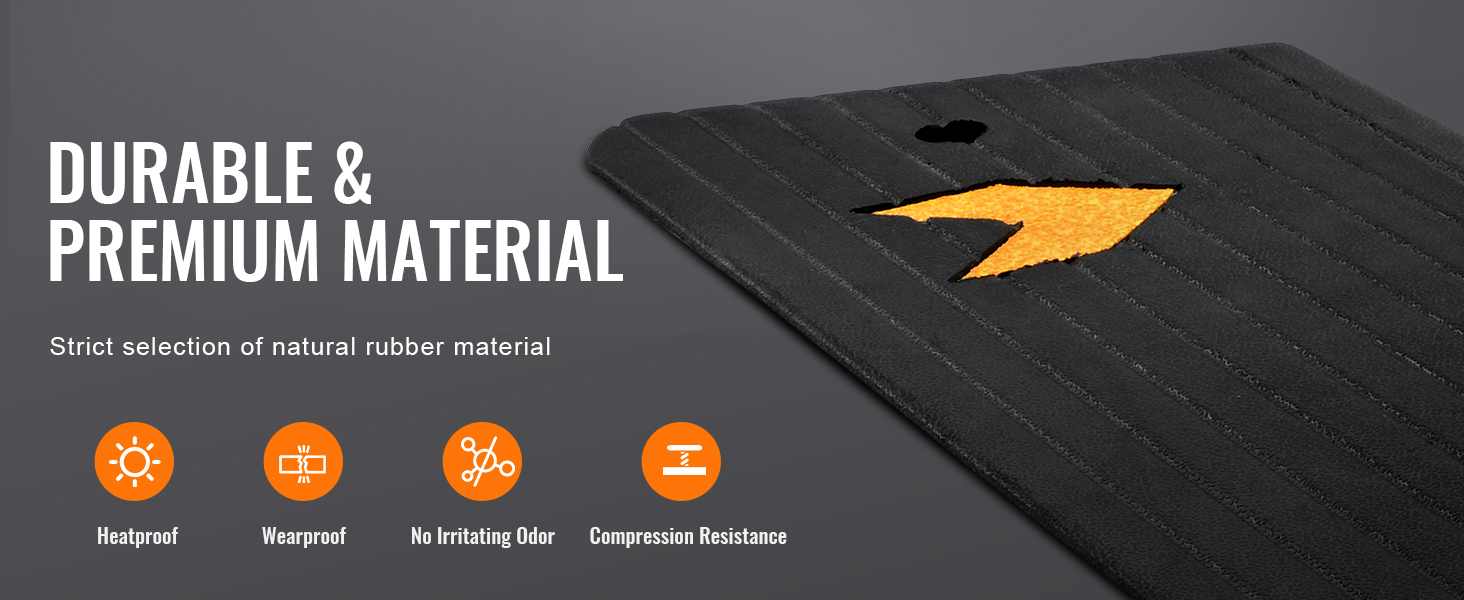 durable VEVOR rubber threshold ramp made with premium natural rubber, heatproof, and wearproof.