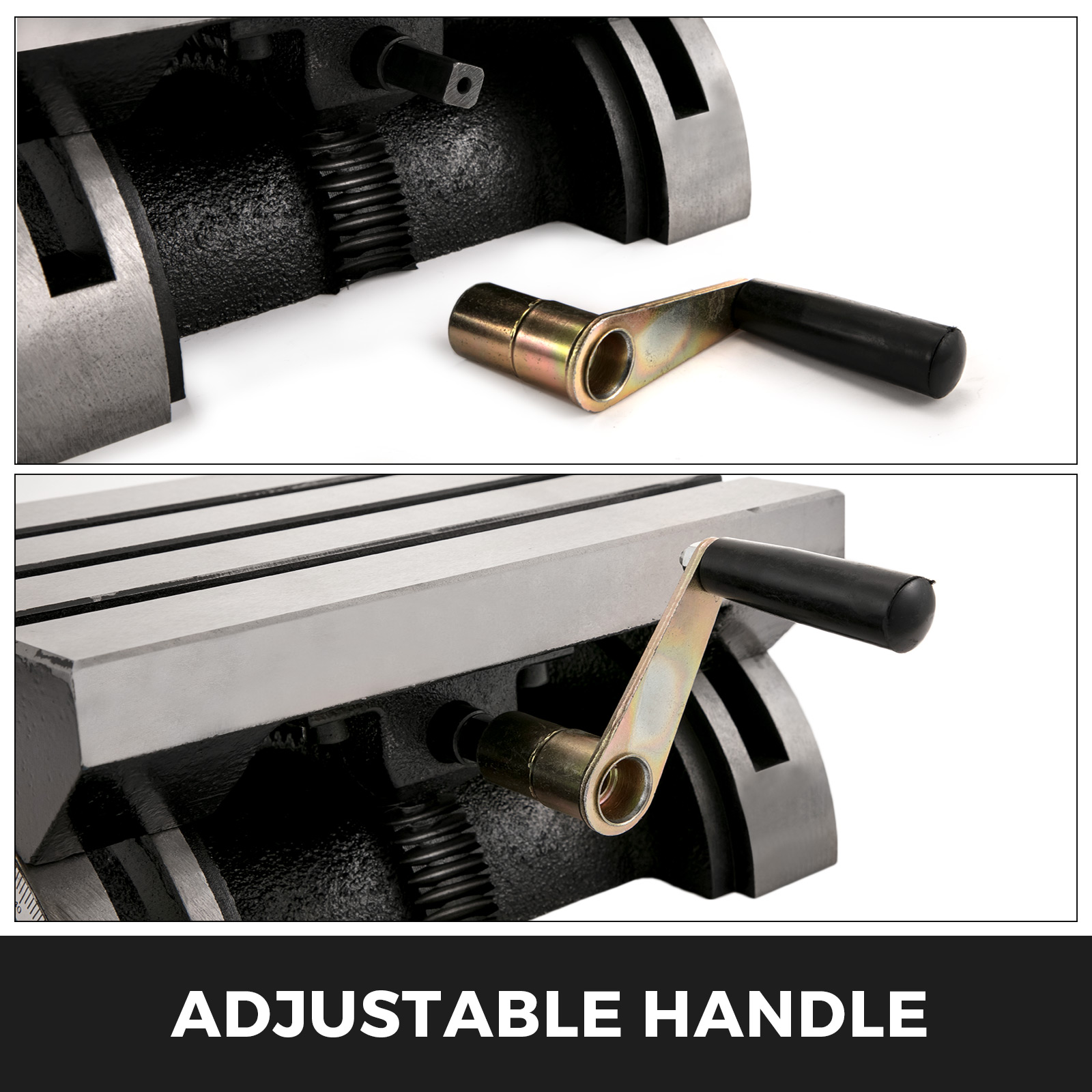 adjustable handle for VEVOR tilting milling machine with sturdy metal construction.