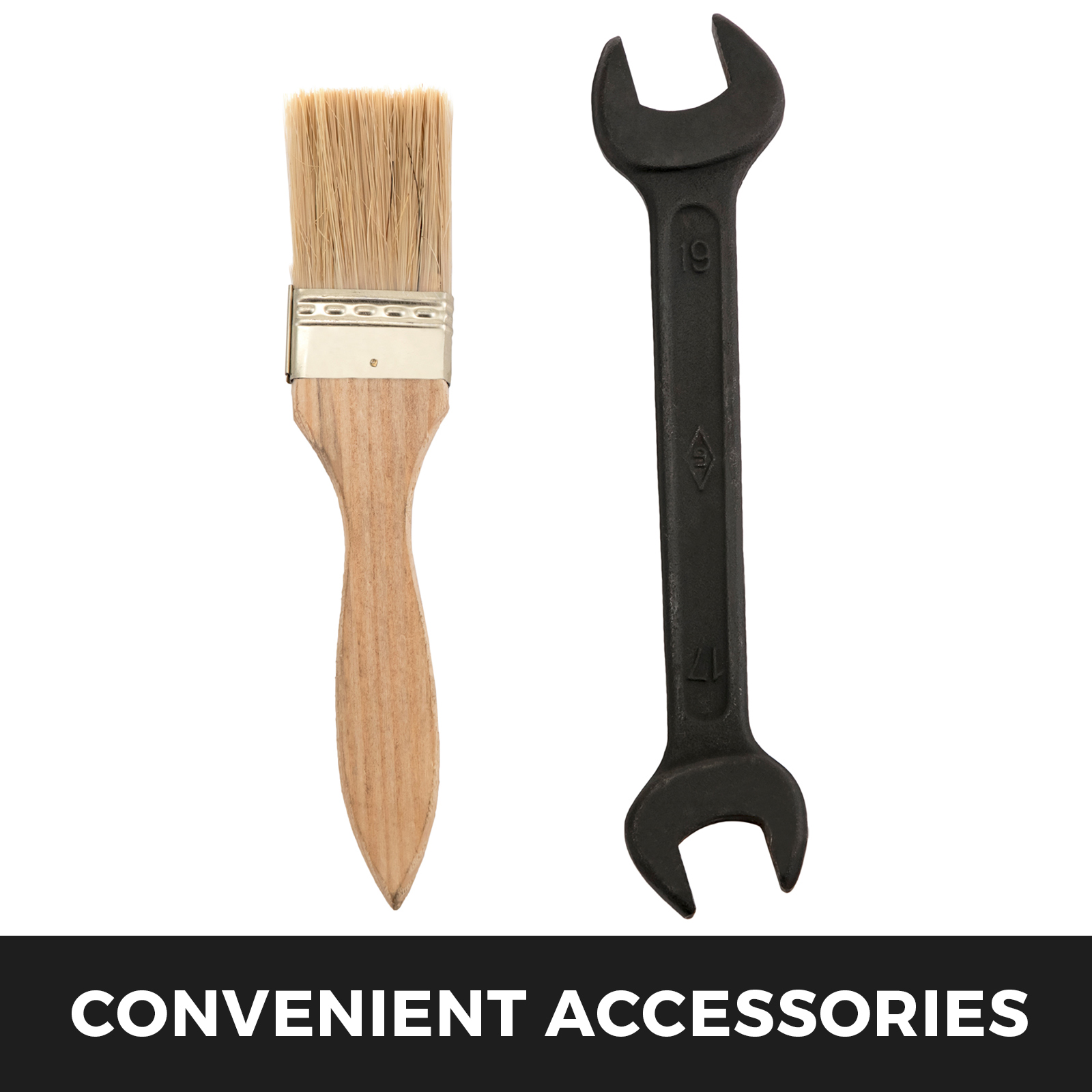 brush and wrench included with the VEVOR tilting milling machine.