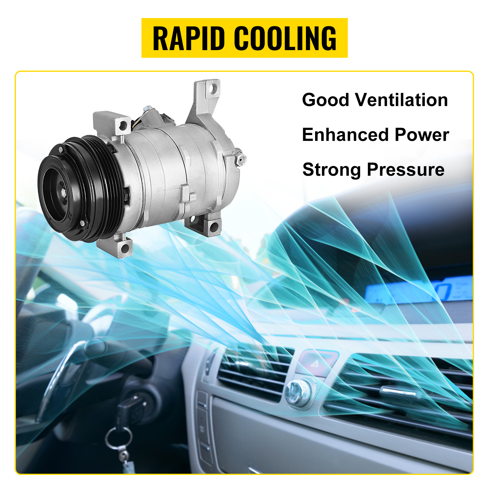 VEVOR ac compressor for chevy with rapid cooling benefits and strong pressure.