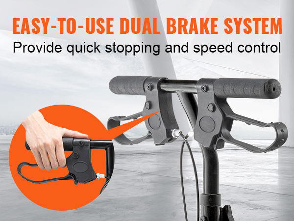 VEVOR knee scooter handle with easy-to-use dual brake system for quick stopping and speed control.