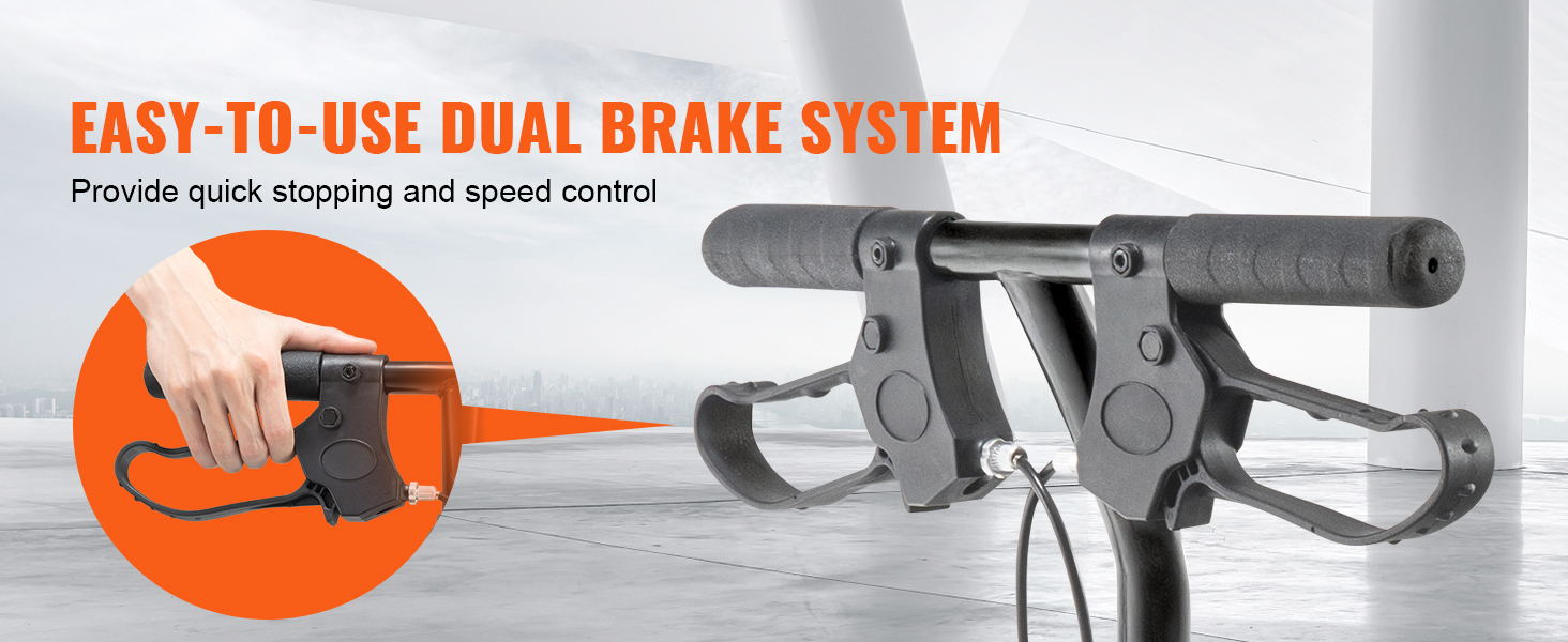 VEVOR knee scooter handle with easy-to-use dual brake system for quick stopping and speed control.