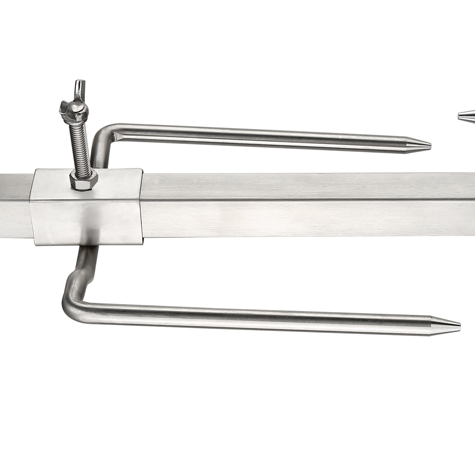 stainless steel skewer and adjustable mounting bracket of VEVOR electric bbq rotisserie kit.
