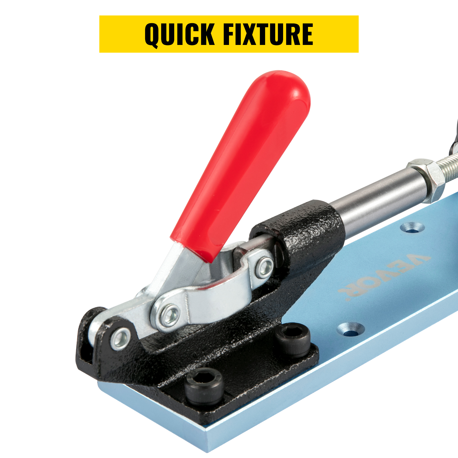 VEVOR pocket hole jig kit with quick fixture and red handle.