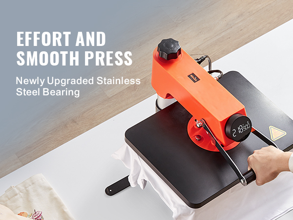 Термопресс VEVOR с модернизированным подшипником из нержавеющей стали обеспечивает легкое и плавное прессование.