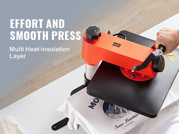 Термопресс-машина VEVOR с несколькими теплоизоляционными слоями для защиты от ожогов используется для прессования футболок.