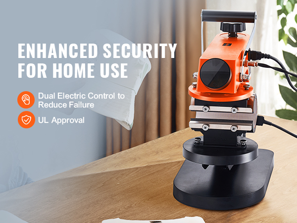 Термопресс-машина VEVOR для домашнего использования со шляпой на столе, демонстрирующая функцию двойного электрического управления.