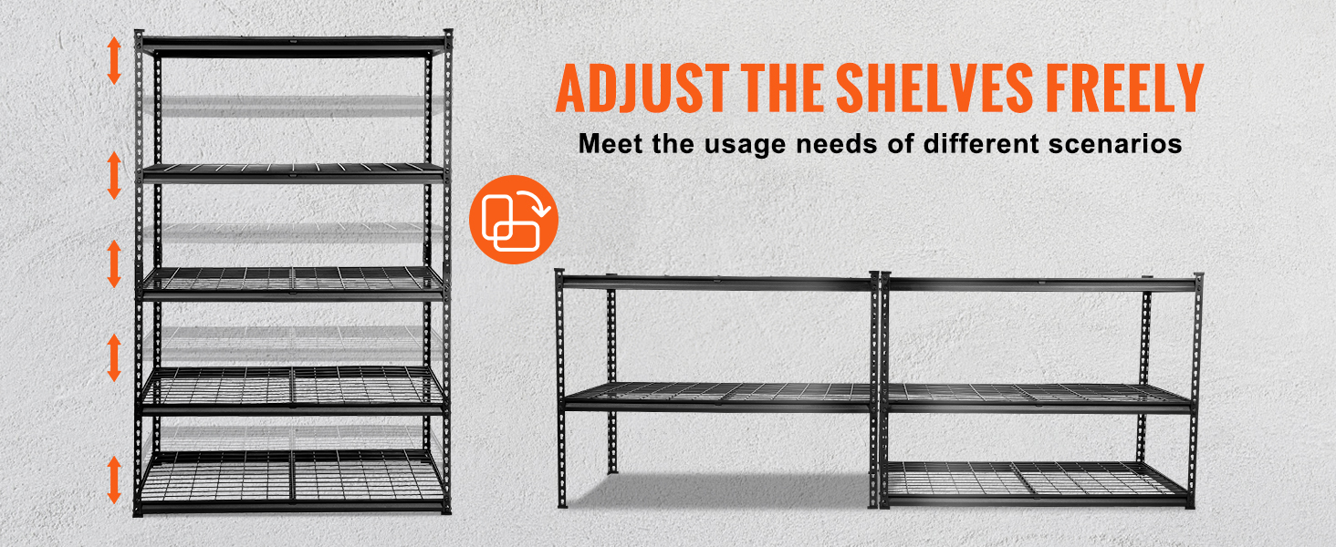 VEVOR storage shelving unit with adjustable shelves for versatile usage in varying scenarios.