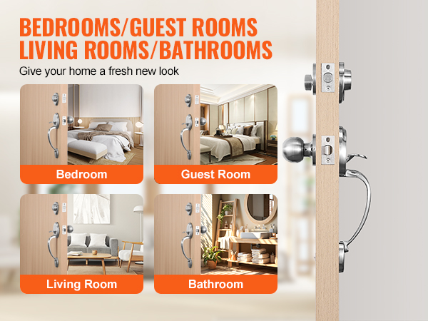 VEVOR front door handle set for bedrooms, guest rooms, living rooms, and bathrooms.