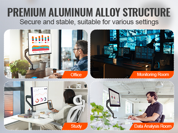 VEVOR monitor mount supports screens in office, monitoring room, study, and data analysis room settings.