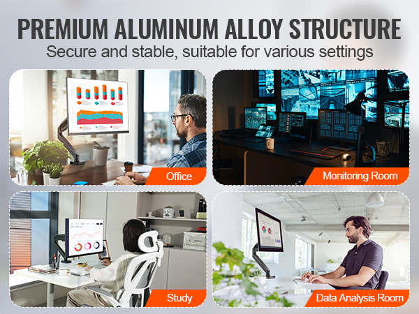 premium aluminum VEVOR monitor mount for office, monitoring room, study, and data analysis room.